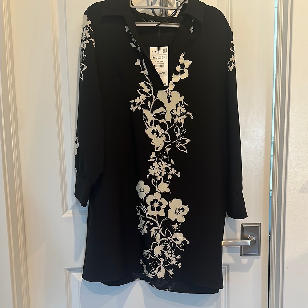 Black Floral Tunic Dress